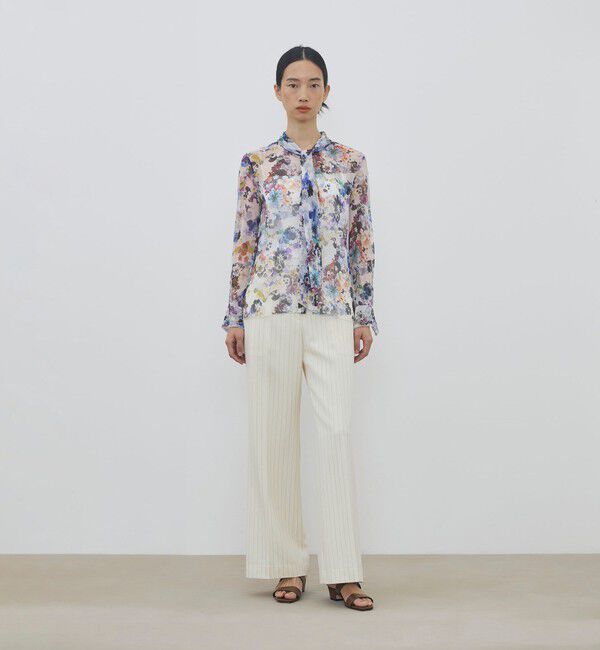 DES PRES「ブルームスケーププリント ボウタイナローブラウス」|シャツ・ブラウス|
