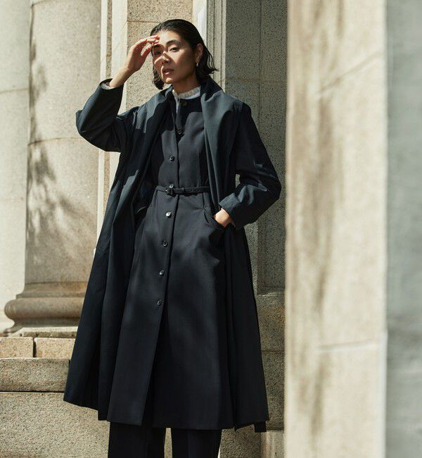 TOMORROWLAND collection「スムースクロス ベルテッドガウンコート」|その他|69 ネイビー