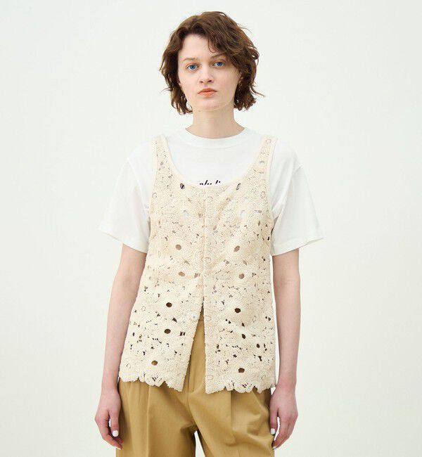 MACPHEE「サークルフラワークロシェ ベスト」|ベスト・ジレ|