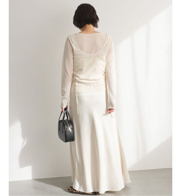 SLOBE IENA「《ブラックのみWEB限定/追加2》グロッシーサテンフレアスカート」|スカート|