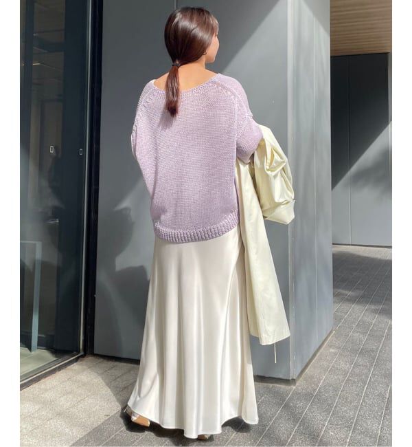 SLOBE IENA「《ブラックのみWEB限定/追加2》グロッシーサテンフレアスカート」|スカート|