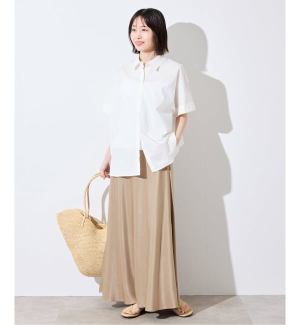 SLOBE IENA「《ブラックのみWEB限定/追加2》グロッシーサテンフレアスカート」|スカート|