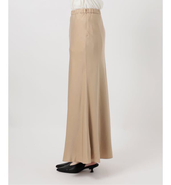 SLOBE IENA「《ブラックのみWEB限定/追加2》グロッシーサテンフレアスカート」|スカート|