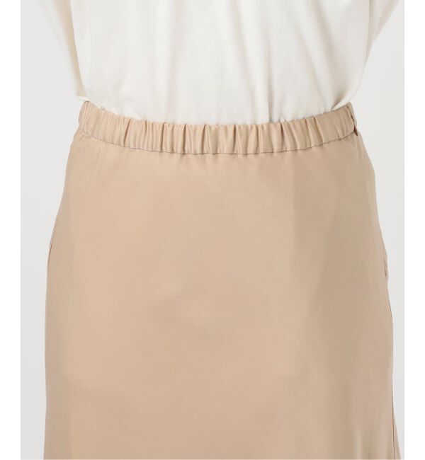 SLOBE IENA「《ブラックのみWEB限定/追加2》グロッシーサテンフレアスカート」|スカート|