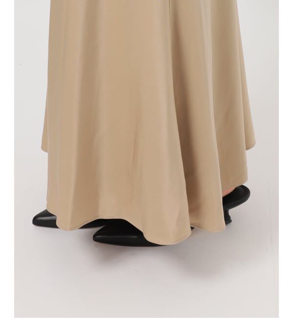 SLOBE IENA「《ブラックのみWEB限定/追加2》グロッシーサテンフレアスカート」|スカート|