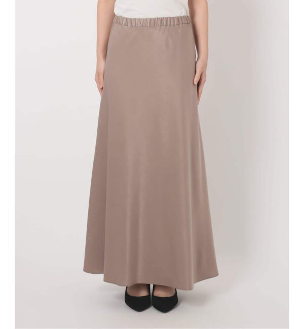 SLOBE IENA「《ブラックのみWEB限定/追加2》グロッシーサテンフレアスカート」|スカート|