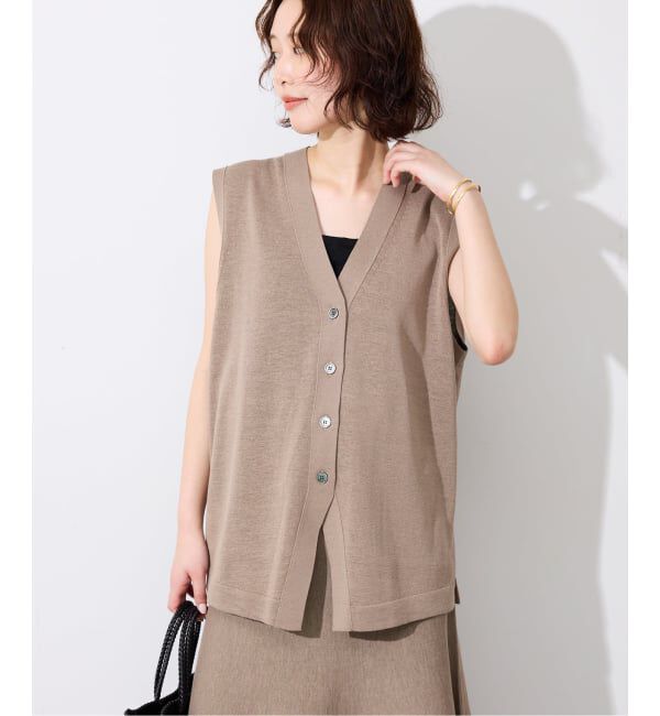 SLOBE IENA「《セットアップ対応可》コットンポリ ニットジレ」|ベスト・ジレ|