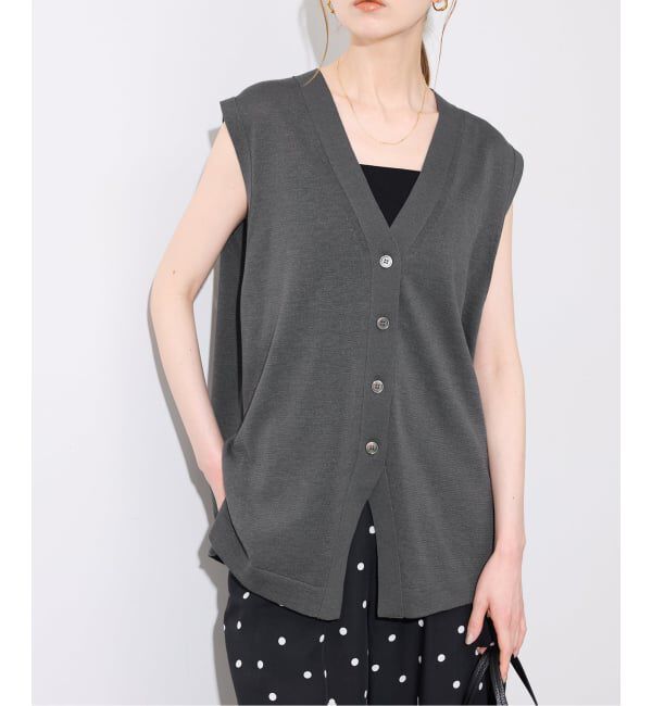 SLOBE IENA「《セットアップ対応可》コットンポリ ニットジレ」|ベスト・ジレ|