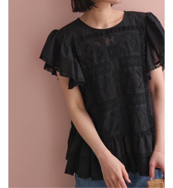SLOBE IENA「crinkle crinkle crinkle SLOBE別注 front tapestry 2way blouse」|シャツ・ブラウス|ブラック
