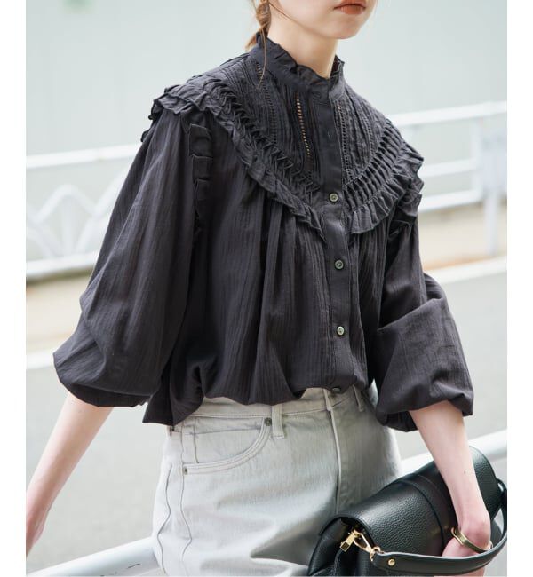 SLOBE IENA「《WEB限定/追加予約》フリルピンタックブラウス」|シャツ・ブラウス|