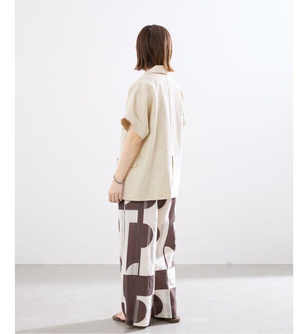 IENA「《予約》ウォッシャブル リネン混Wハーフジャケット」|テーラードジャケット|