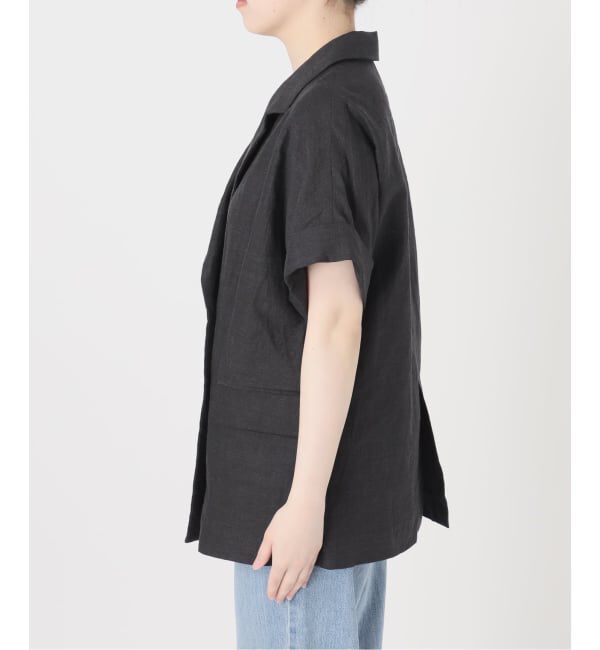 IENA「《予約》ウォッシャブル リネン混Wハーフジャケット」|テーラードジャケット|