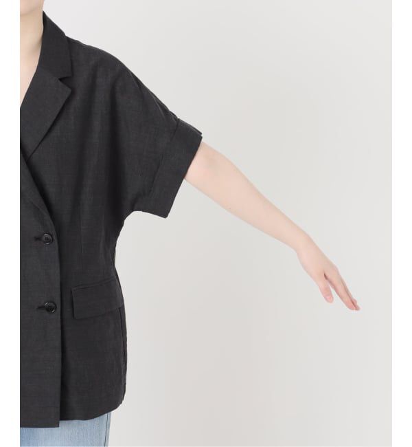 IENA「《予約》ウォッシャブル リネン混Wハーフジャケット」|テーラードジャケット|