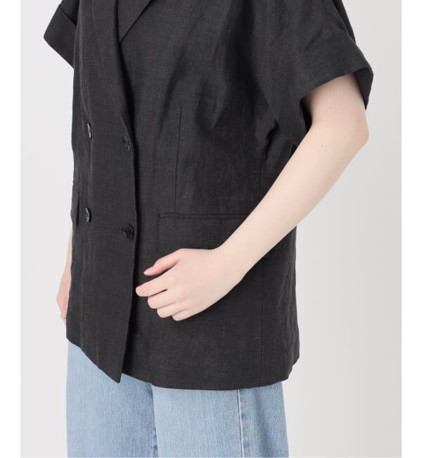 IENA「《予約》ウォッシャブル リネン混Wハーフジャケット」|テーラードジャケット|