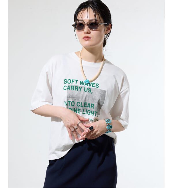 IENA「コットンフォトプリント ロゴTシャツ」|Tシャツ・カットソー|