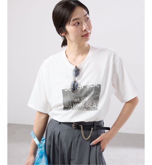 IENA「コットンフォトプリント ロゴTシャツ」|Tシャツ・カットソー|