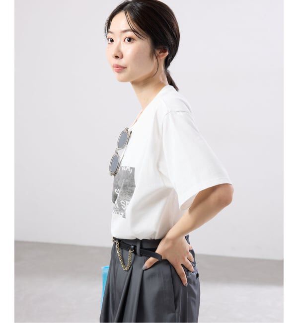 IENA「コットンフォトプリント ロゴTシャツ」|Tシャツ・カットソー|