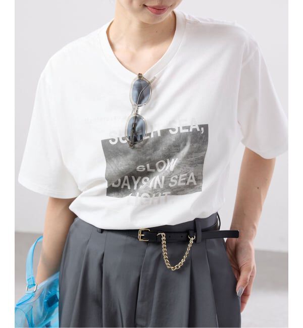 IENA「コットンフォトプリント ロゴTシャツ」|Tシャツ・カットソー|