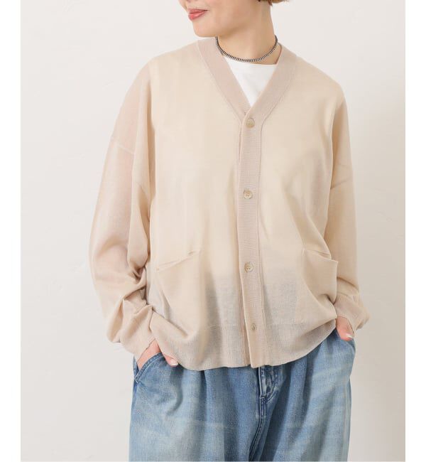 journal standard luxe「《予約》シアージャージー Vネックカーディガン」|カーディガン|ベージュ