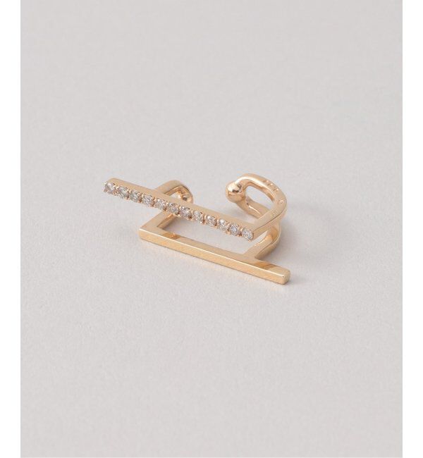 Lilas by Spick&Span「ダイヤダブルバーイヤーカフ K10(片耳)」|イヤーカフ|