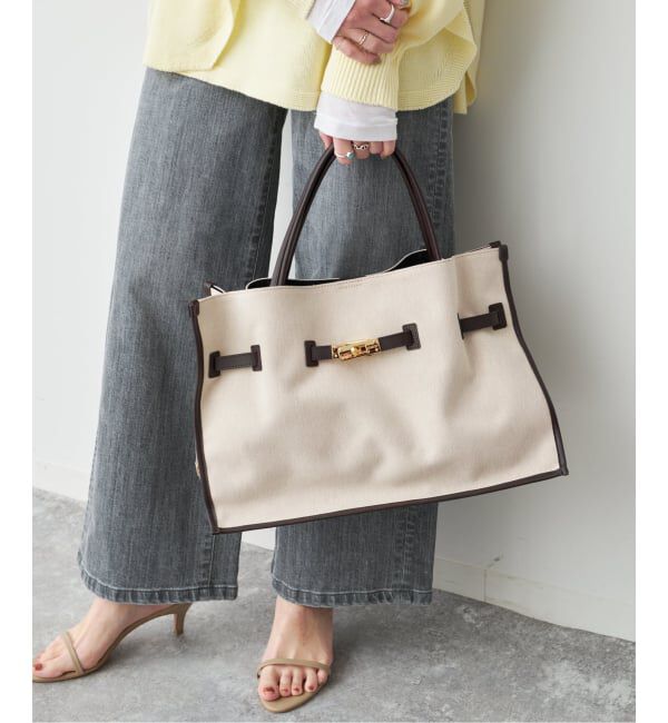 Spick and Span「VIOLAd&rsquo;ORO / ヴィオラドーロ キャンバス*レザートートバッグL*」|トートバッグ|ナチュラル