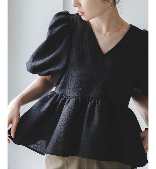 NOBLE「《WEB限定追加予約》【洗える】シアーノイズジャガードブラウス」|シャツ・ブラウス|