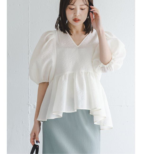 NOBLE「《WEB限定追加予約》【洗える】シアーノイズジャガードブラウス」|シャツ・ブラウス|