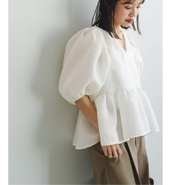 NOBLE「《WEB限定追加予約》【洗える】シアーノイズジャガードブラウス」|シャツ・ブラウス|