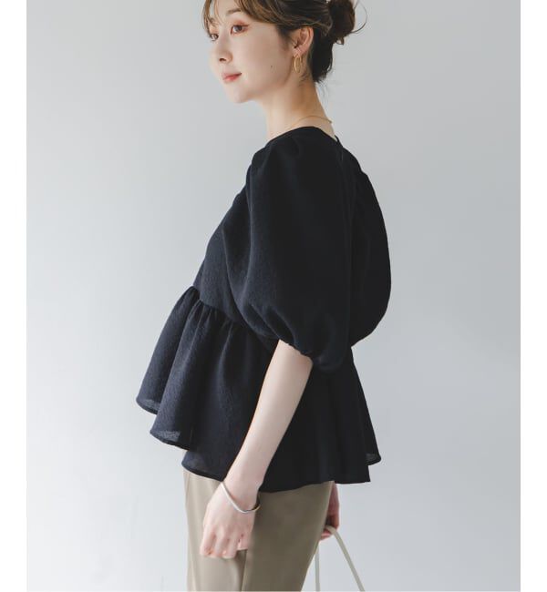NOBLE「《WEB限定追加予約》【洗える】シアーノイズジャガードブラウス」|シャツ・ブラウス|