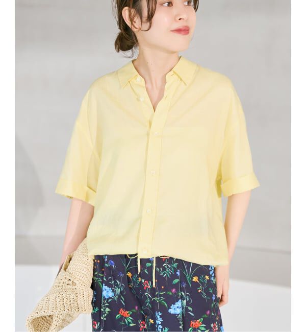 Spick and Span「リネンブレンドハーフスリーブヘムギャザーシャツ」|シャツ・ブラウス|