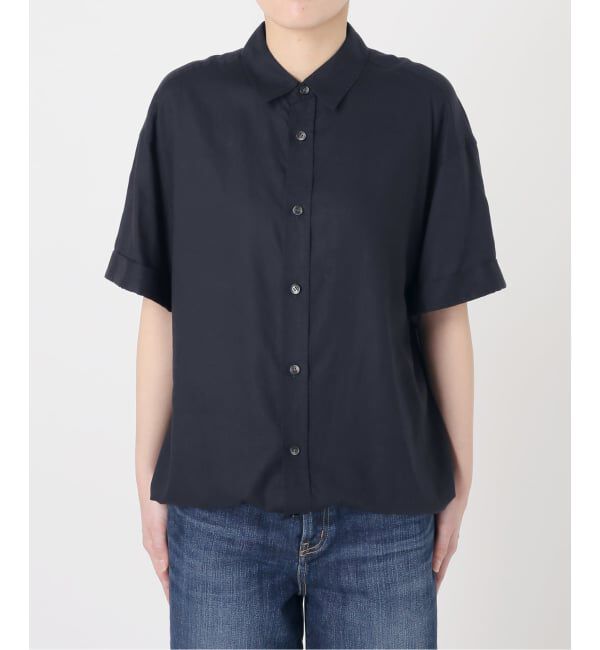 Spick and Span「リネンブレンドハーフスリーブヘムギャザーシャツ」|シャツ・ブラウス|