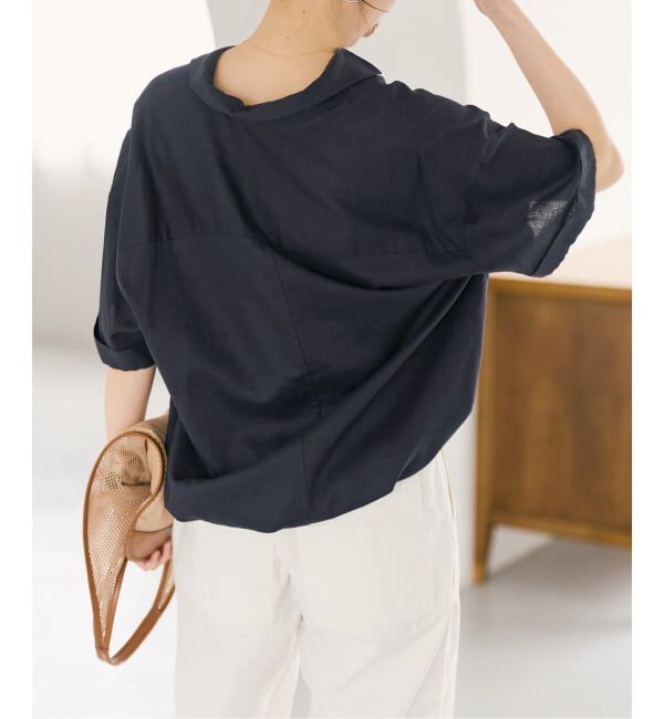 Spick and Span「リネンブレンドハーフスリーブヘムギャザーシャツ」|シャツ・ブラウス|