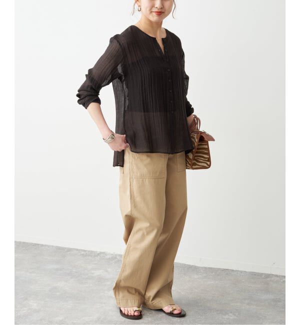 Spick and Span「クレープクルーネックブラウス」|シャツ・ブラウス|