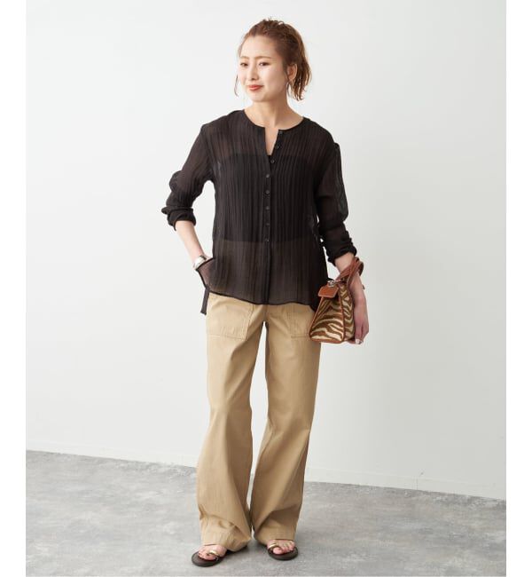 Spick and Span「クレープクルーネックブラウス」|シャツ・ブラウス|