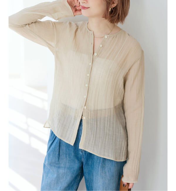 Spick and Span「クレープクルーネックブラウス」|シャツ・ブラウス|