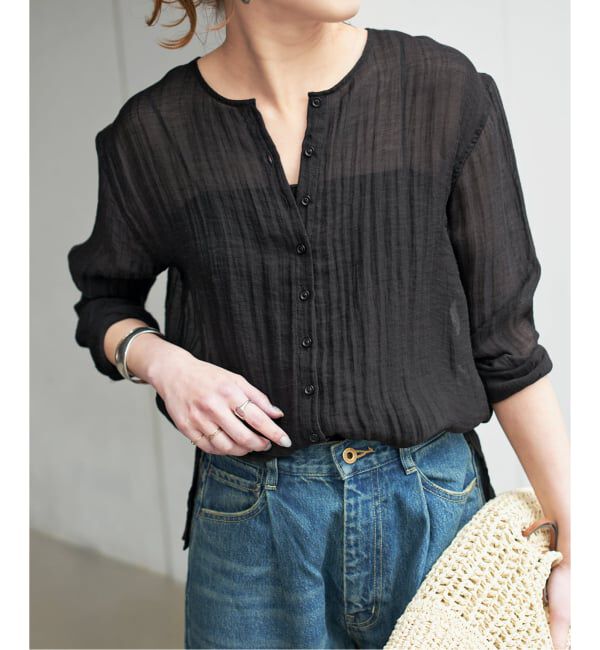 Spick and Span「クレープクルーネックブラウス」|シャツ・ブラウス|