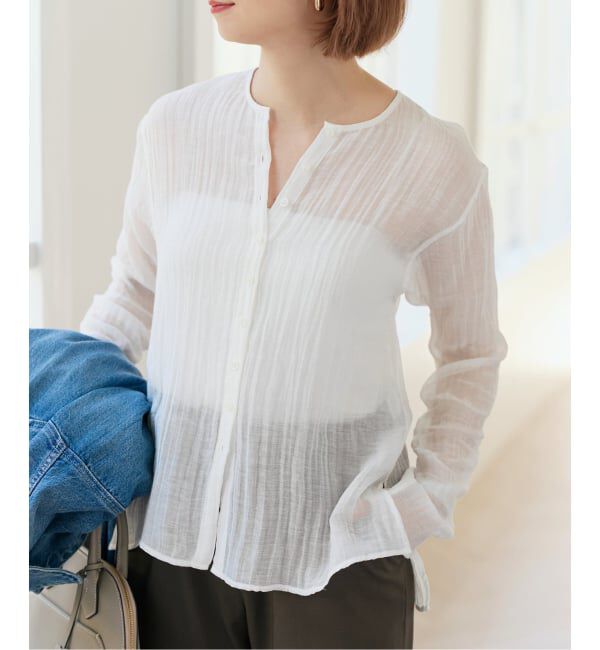 Spick and Span「クレープクルーネックブラウス」|シャツ・ブラウス|ホワイト A