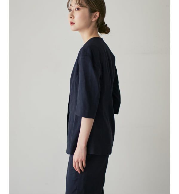 NOBLE「ELENI/エルニ ラスターストレッチジャケット」|ノーカラージャケット|