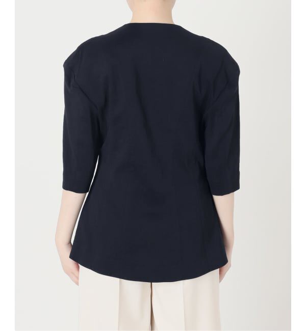 NOBLE「ELENI/エルニ ラスターストレッチジャケット」|ノーカラージャケット|