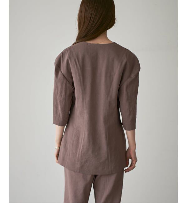 NOBLE「ELENI/エルニ ラスターストレッチジャケット」|ノーカラージャケット|