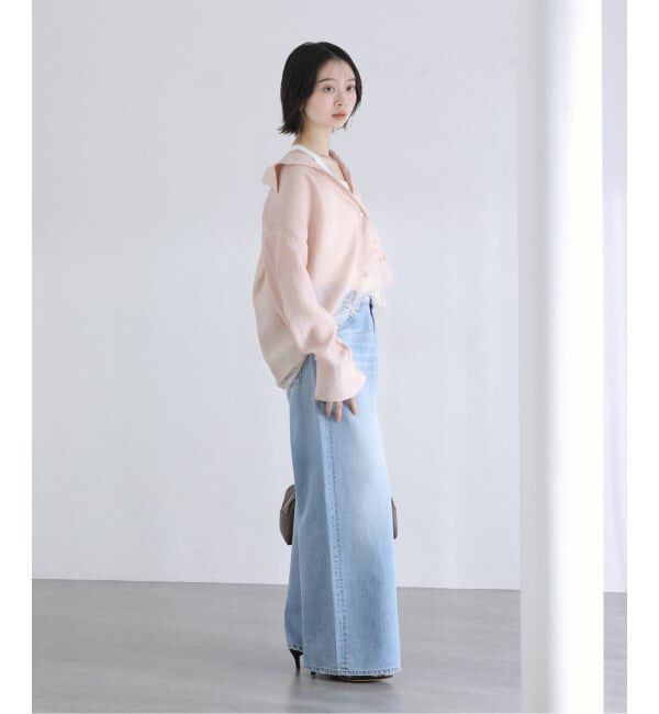  「【洗える】レーストリミングシャツ」|シャツ・ブラウス|