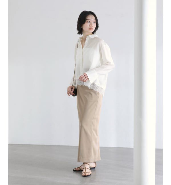  「【洗える】レーストリミングシャツ」|シャツ・ブラウス|