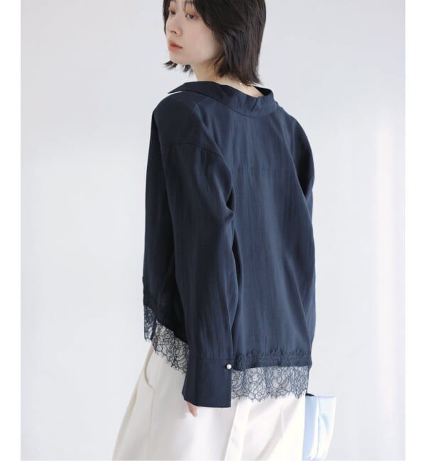  「【洗える】レーストリミングシャツ」|シャツ・ブラウス|