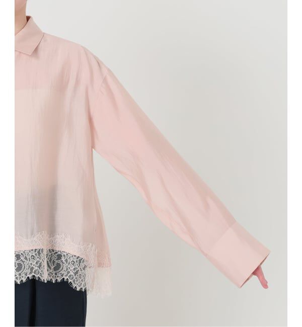  「【洗える】レーストリミングシャツ」|シャツ・ブラウス|