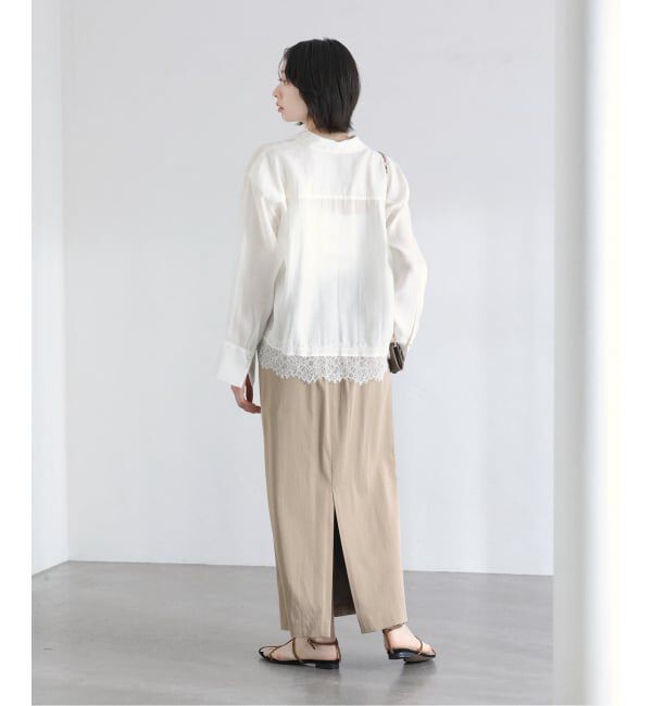  「【洗える】レーストリミングシャツ」|シャツ・ブラウス|
