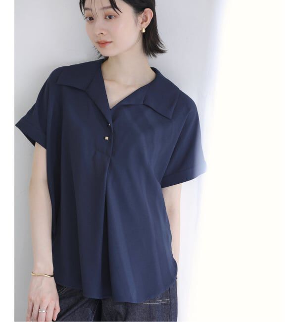  「【洗える】スキッパーカラーフレンチシャツ」|シャツ・ブラウス|