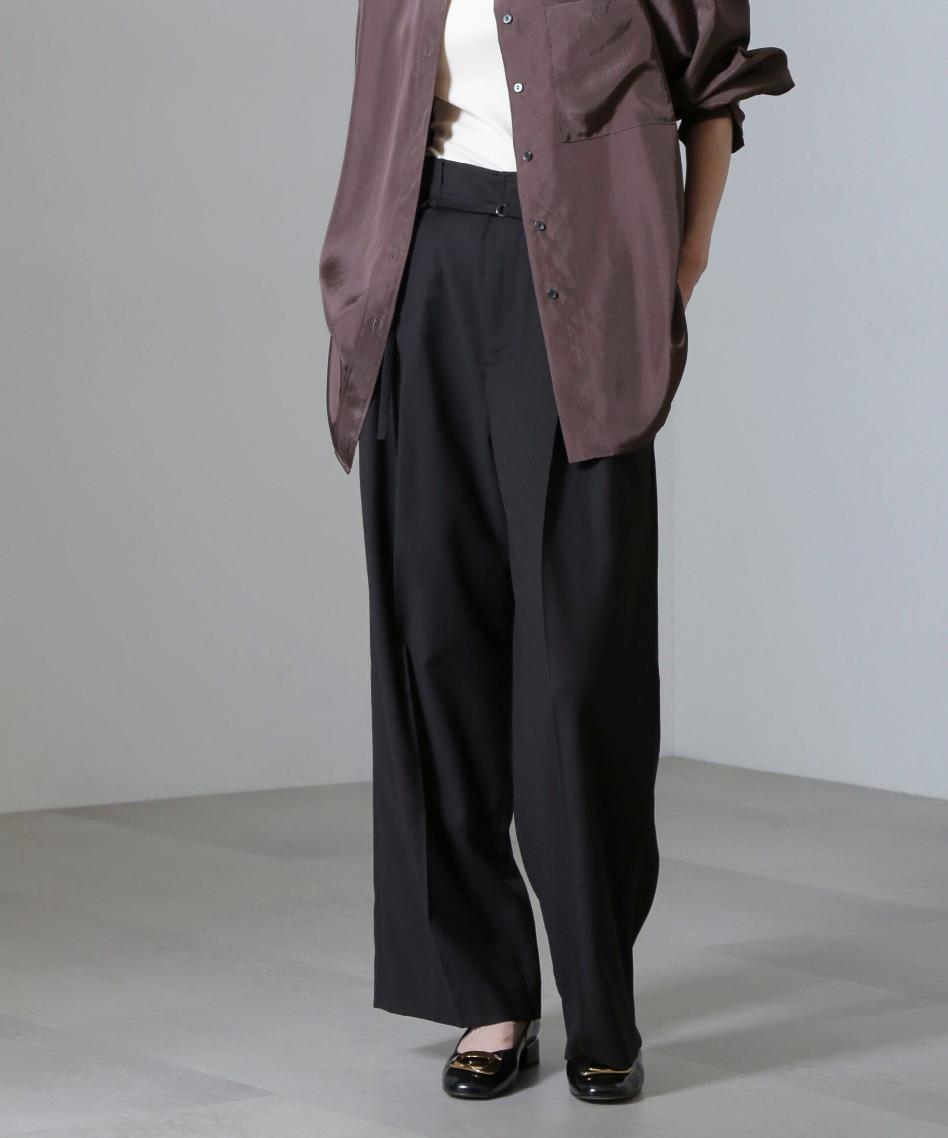 nano･universe「スーチングワイドスラックスパンツ」|チノ|