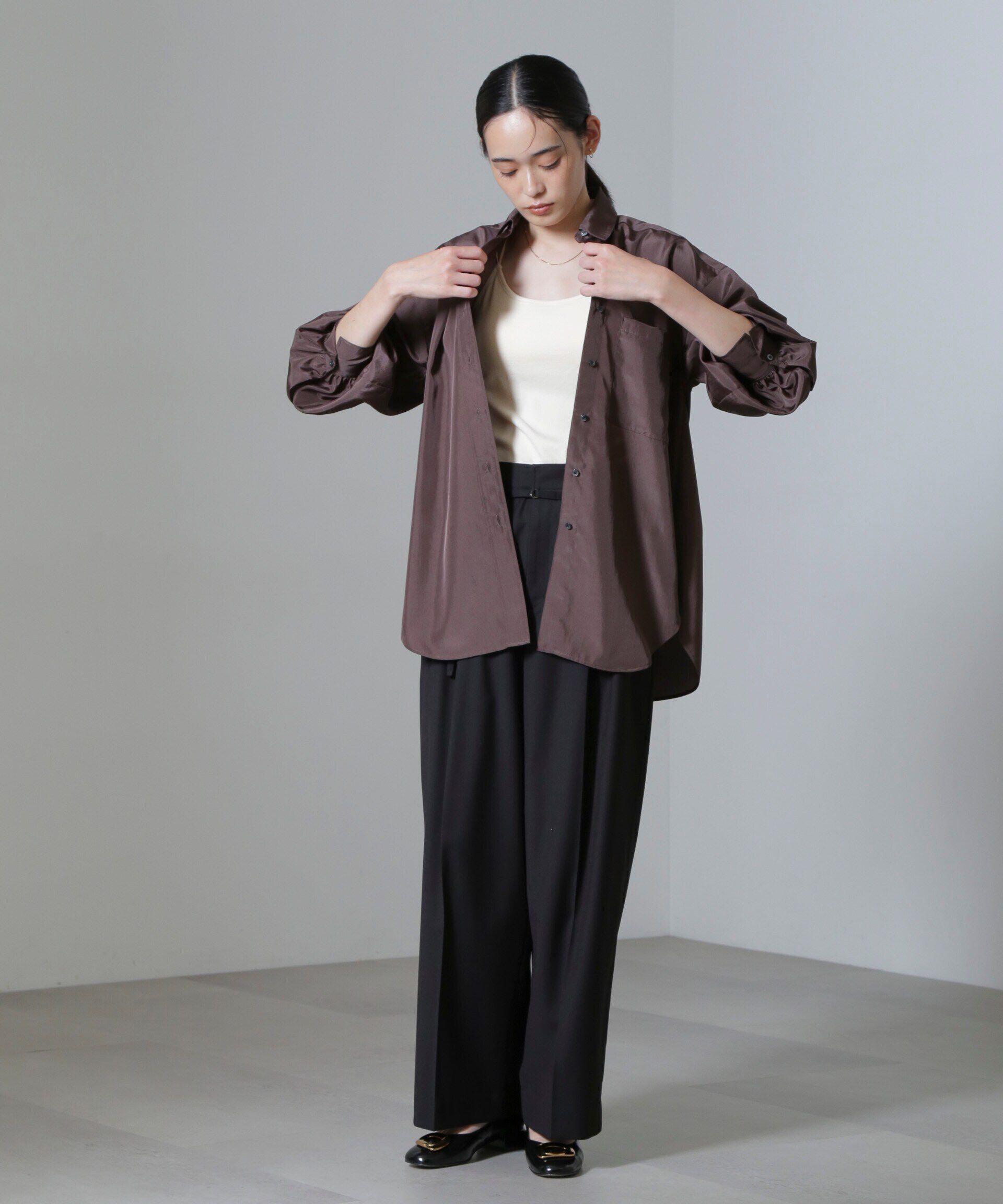 nano･universe「スーチングワイドスラックスパンツ」|チノ|