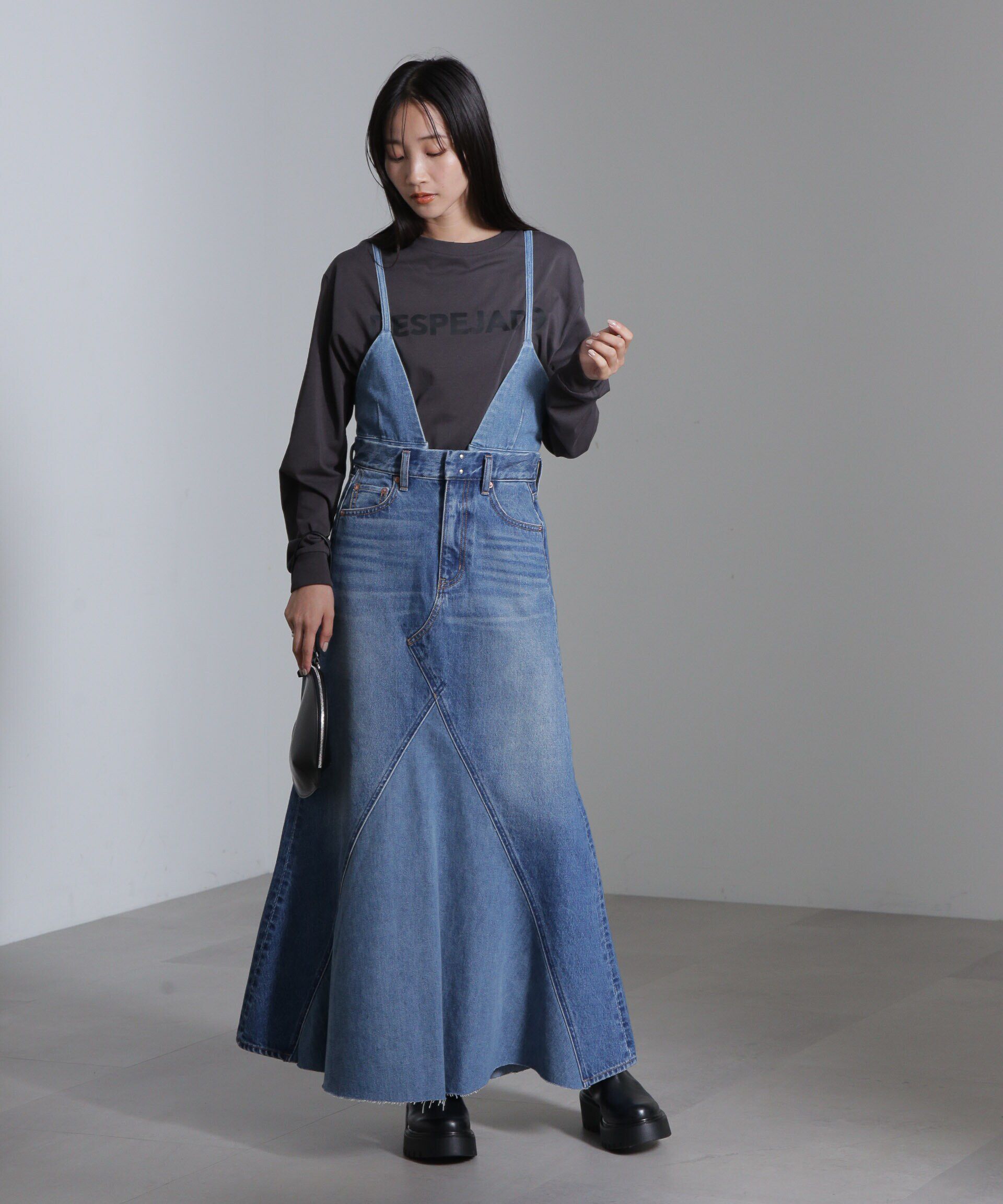 nano･universe「リメイク風2wayナローフレアジャンパースカート」|ワンピース|