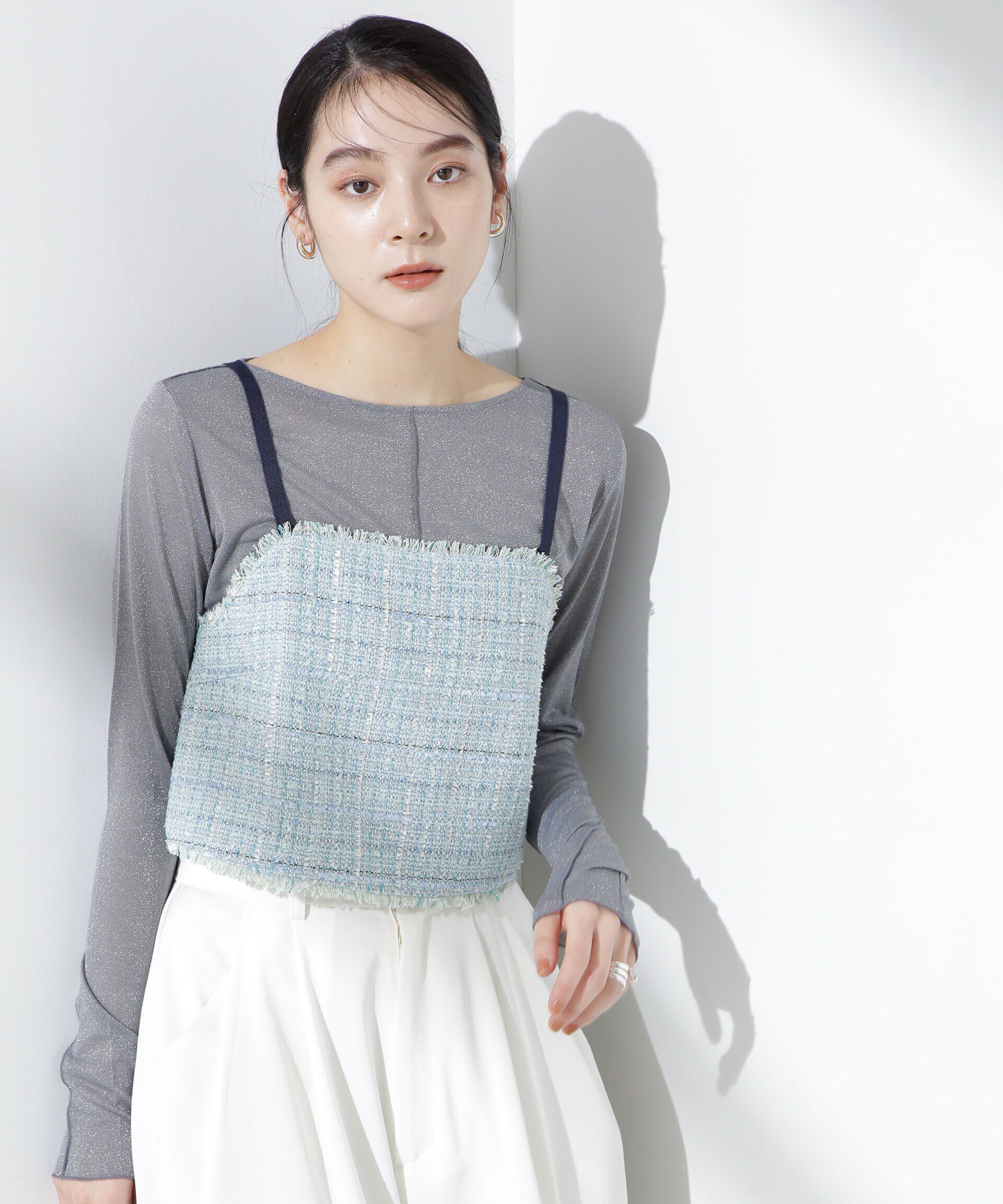 nano･universe「ツィードショートビスチェ」|シャツ・ブラウス|